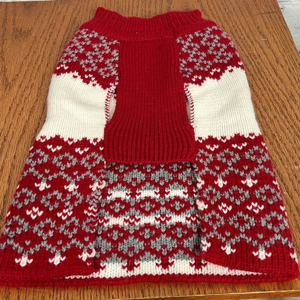 Telluride Clothing Company Knit Dog Sweater Fair Isle w/ Reindeer Medium